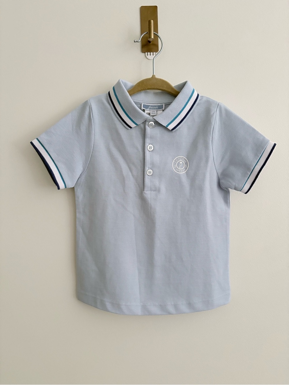 NWT Jacadi Paris Boys Polo Shirt in Light Blue Organic Cotton Preppy Size 24 Mos